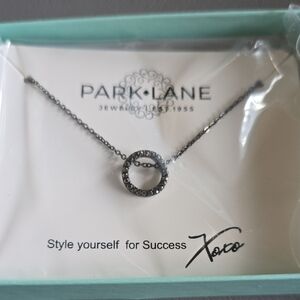 Park Lane Black Necklace with Circle Pendant